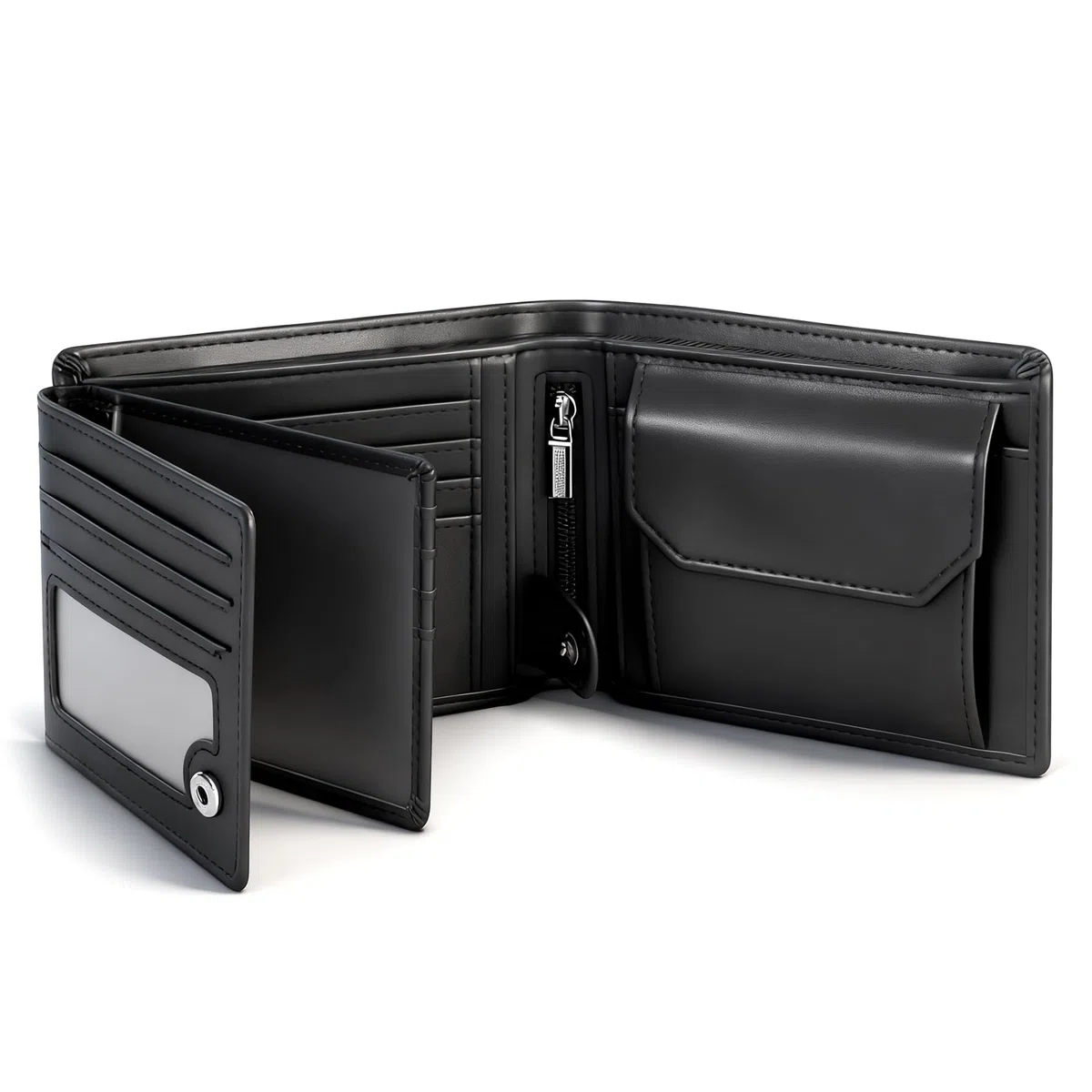 TEEHON Portafoglio Uomo RFID Blocking Portafoglio Uomo Slim Pelle in Microfibra con 13 Porta Carte di Credito Uomo, ID Window, Foto Window, Scomparti per Banconote, Confezione Regalo - Nero