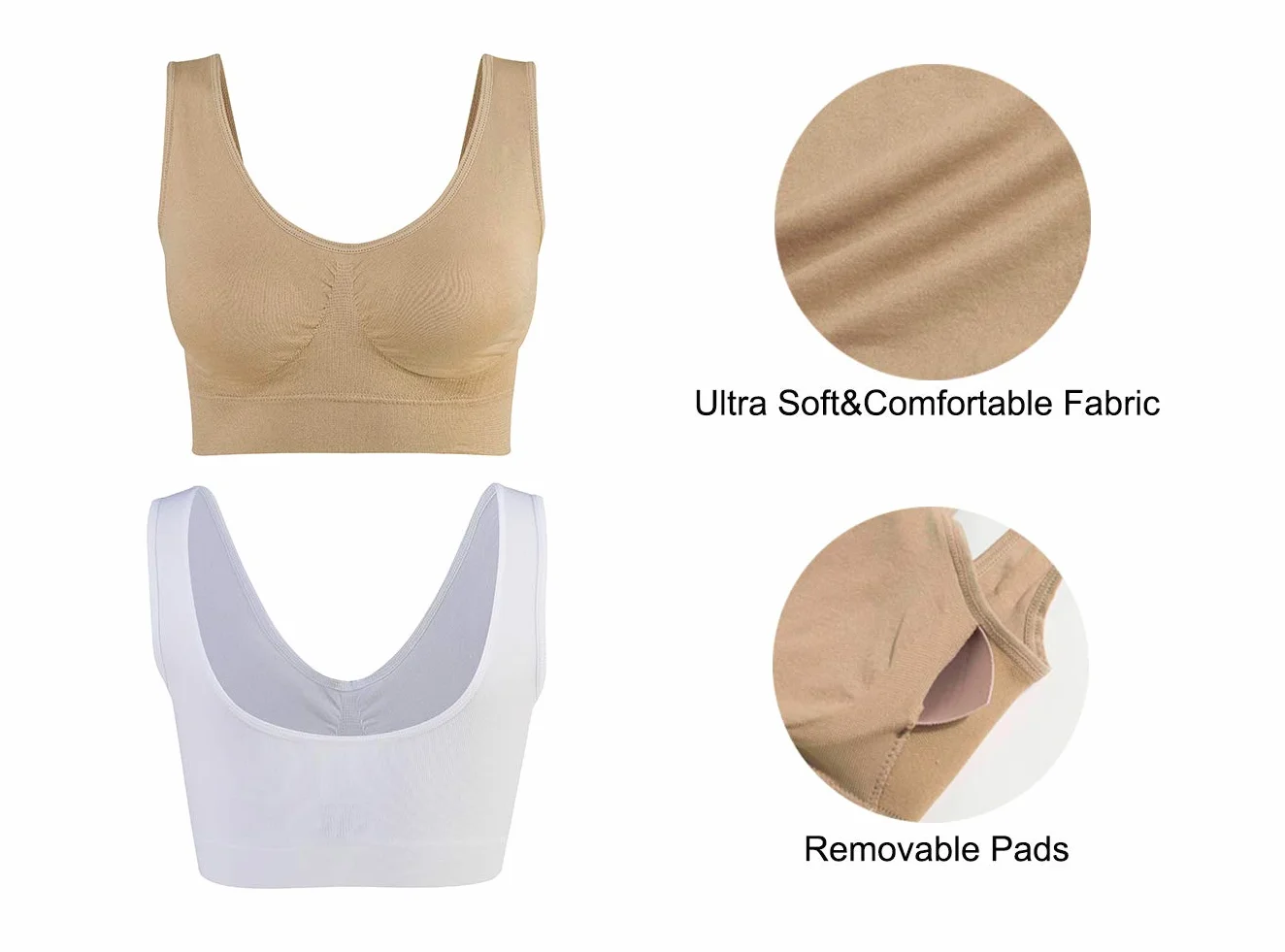 Lemef Reggiseno Sport Privo di Cuciture a Fili Liberi Reggiseno Yoga con Imbottiture Estraibili per Donne Set di 3