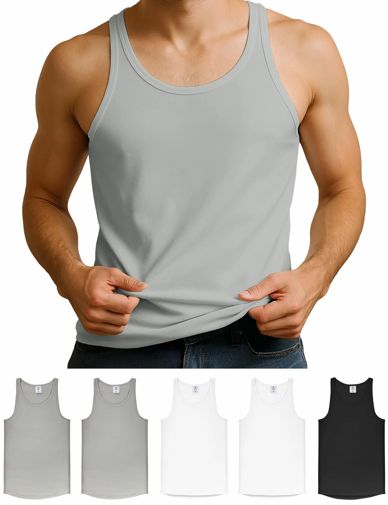 ALPIDEX Pacco da 5 Canotte da Uomo 100% Cotone Canotta Palestra Magliette Intime Canottiere