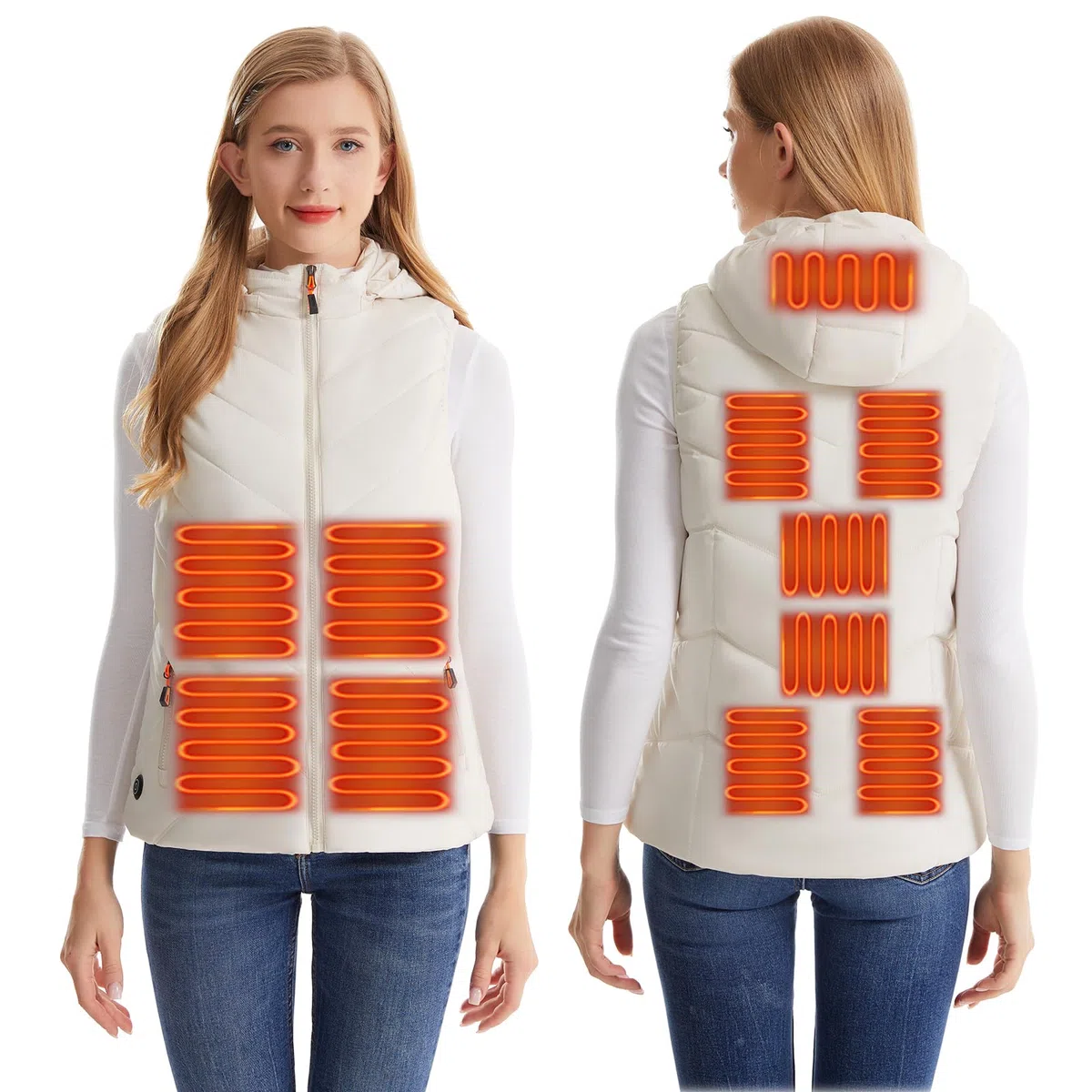 Monave Gilet riscaldato da donna, massimo comfort, riscaldato, controllo indipendente, con 11 zone di riscaldamento, la confezione non include power bank