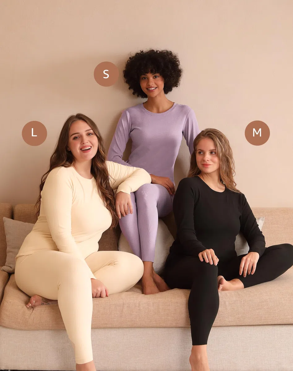 INNERSY Intimo Termico Donna Completo Maglia Termica Manica Lunga e Pantalone Caldo Pigiama Invernale Sci Set