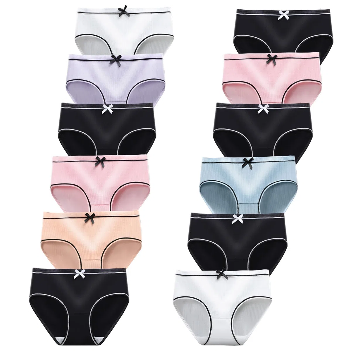 JackLoveBriefs Mutande Ragazza Adolescenti in Cotone Morbidi Slip Vita Media Intimo 8-16 Anni Pacco da 12
