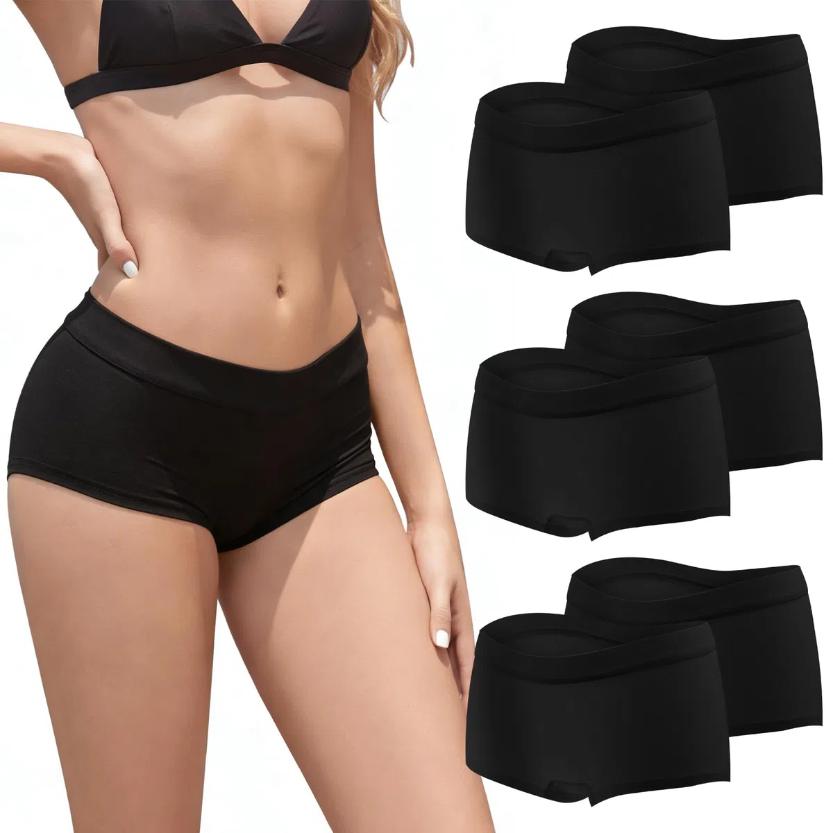 Desanlapi Mutande Boxer Donna Culotte Cotone Slip a Vita Media a Pantaloncino Cotone Shorts Intimo Sportivo Culotte Comode Pacco da 6