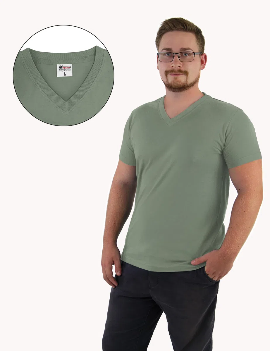 ALPIDEX T-Shirt Magliette da Uomo Confezione da 5 Scollo a V Shirt 100% Cotone Manica Corta Basic Casual Tinta Unita S M L XL XXL 3XL 4XL 5XL