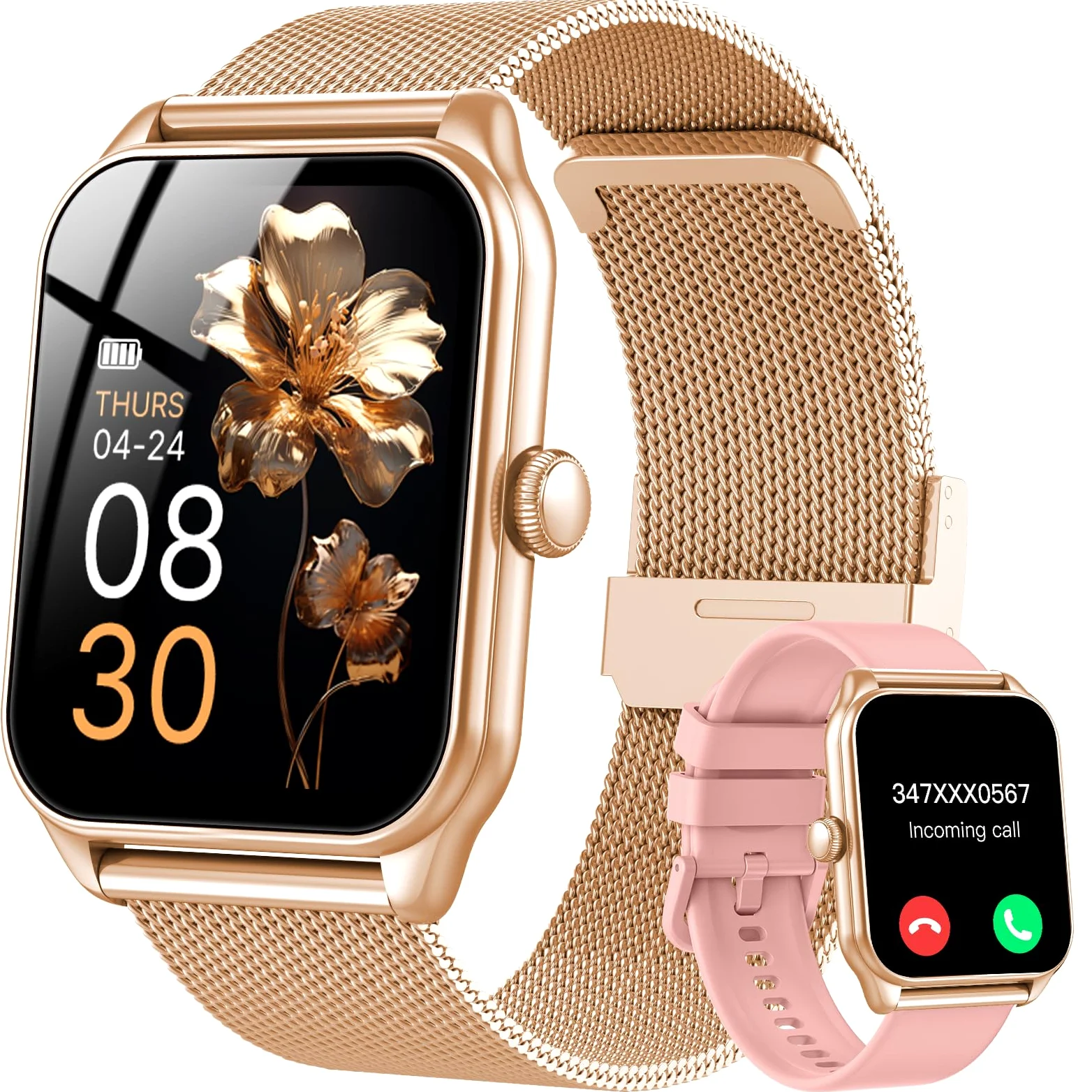 Smartwatch Donna, 1,83" HD Orologio Smartwatch Donna con Chiamate Bluetooth, 120+ Modalità Sport, Monitoraggio Salute 24/7, Impermeabile IP68, Fitness Tracker Compatibile con Android e iOS, Oro rosa