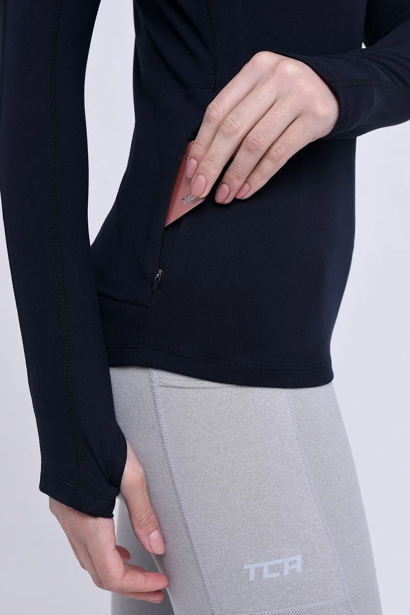TCA Maglietta da Corsa da Donna Fusion Quickdry Leggera con Tasca con Cerniera