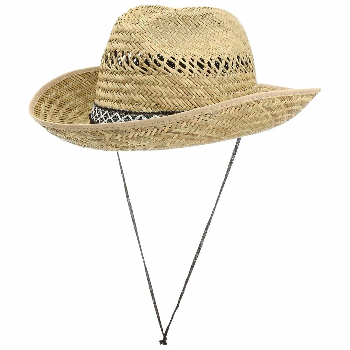 LIPODO Texas Cappello di Paglia Cowboy con sottogola Fascia Decorativa Made in Italy Unisex Primavera Estate