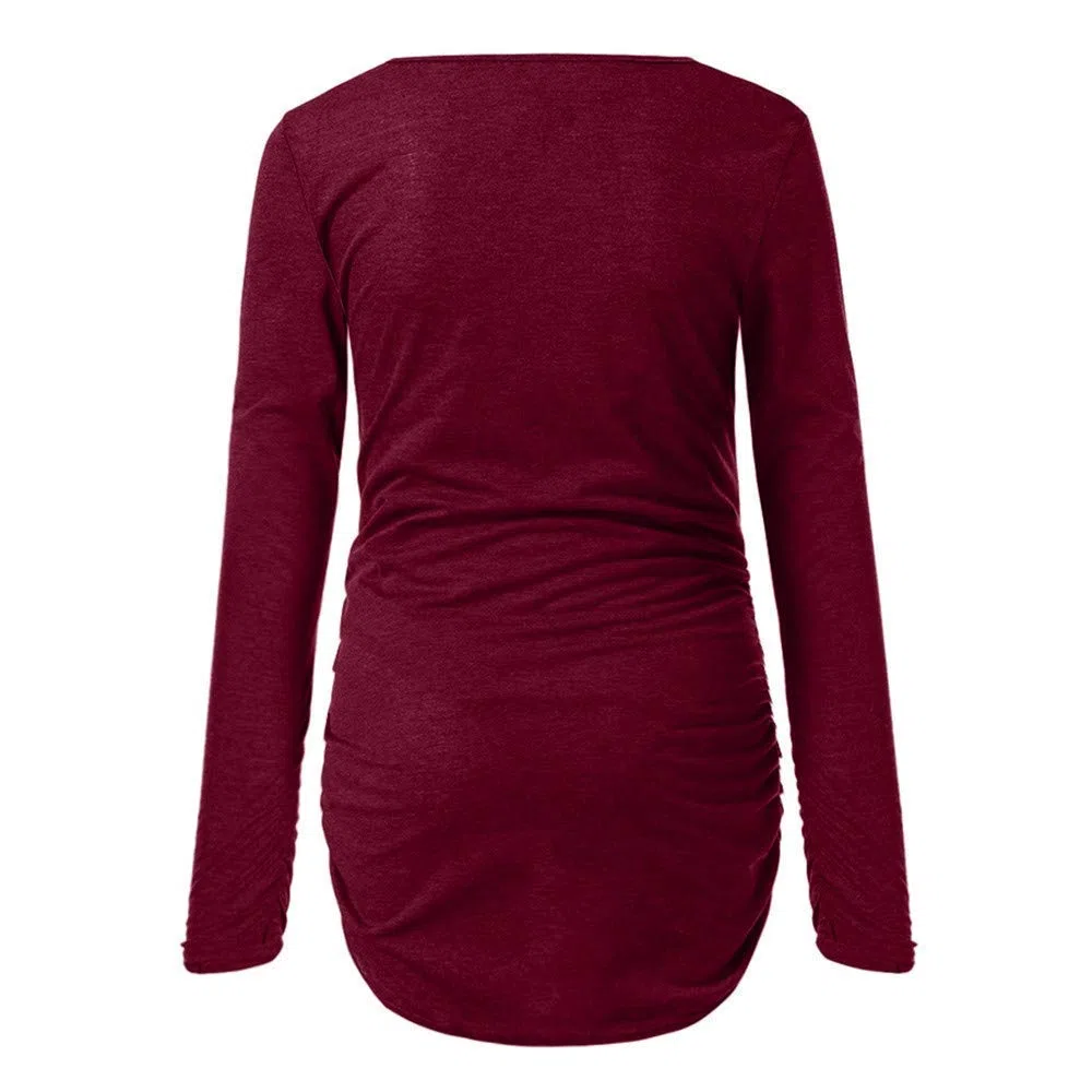 Abbigliamento Donna Incinta maternità Natale Stampato Felpa maternità Costume Pullover Vestiti Manica Lunga Autunno Inverno Moda Calda Girocollo Piegato Felpa Gravidanza Maglietta