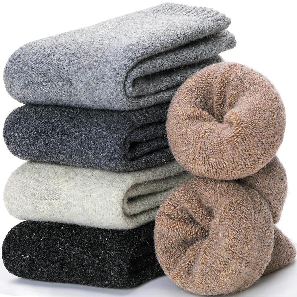 EBMORE Calzini donna in lana merino, calze termhiche invernali spugna lavoro caldo per trekking regalo donna 5 paia