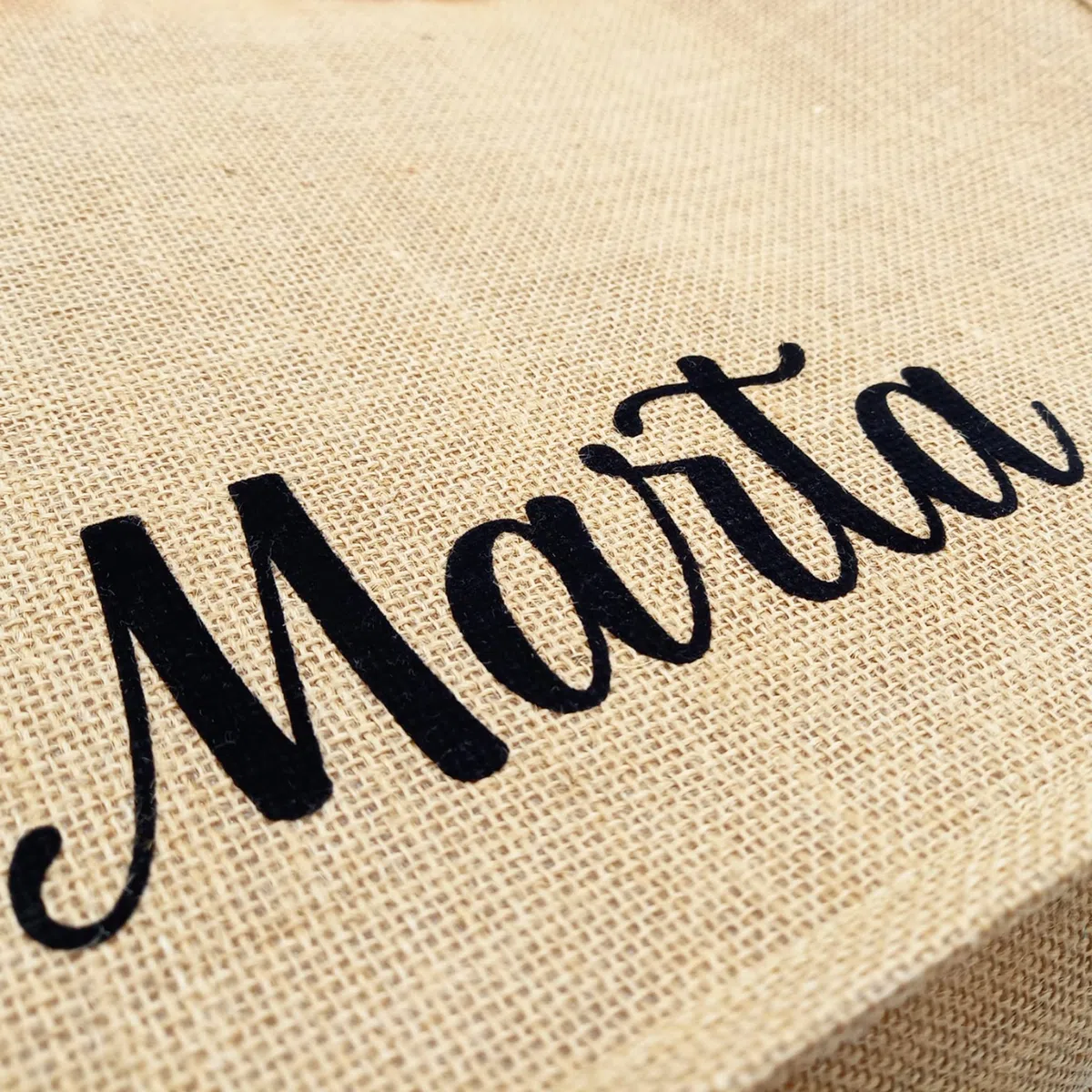 Borsa in Juta Personalizzabile con Iniziali o Nome Tote Bag Donna Grande 42x33x19 cm Estiva per Spiaggia Mare Personalizzata
