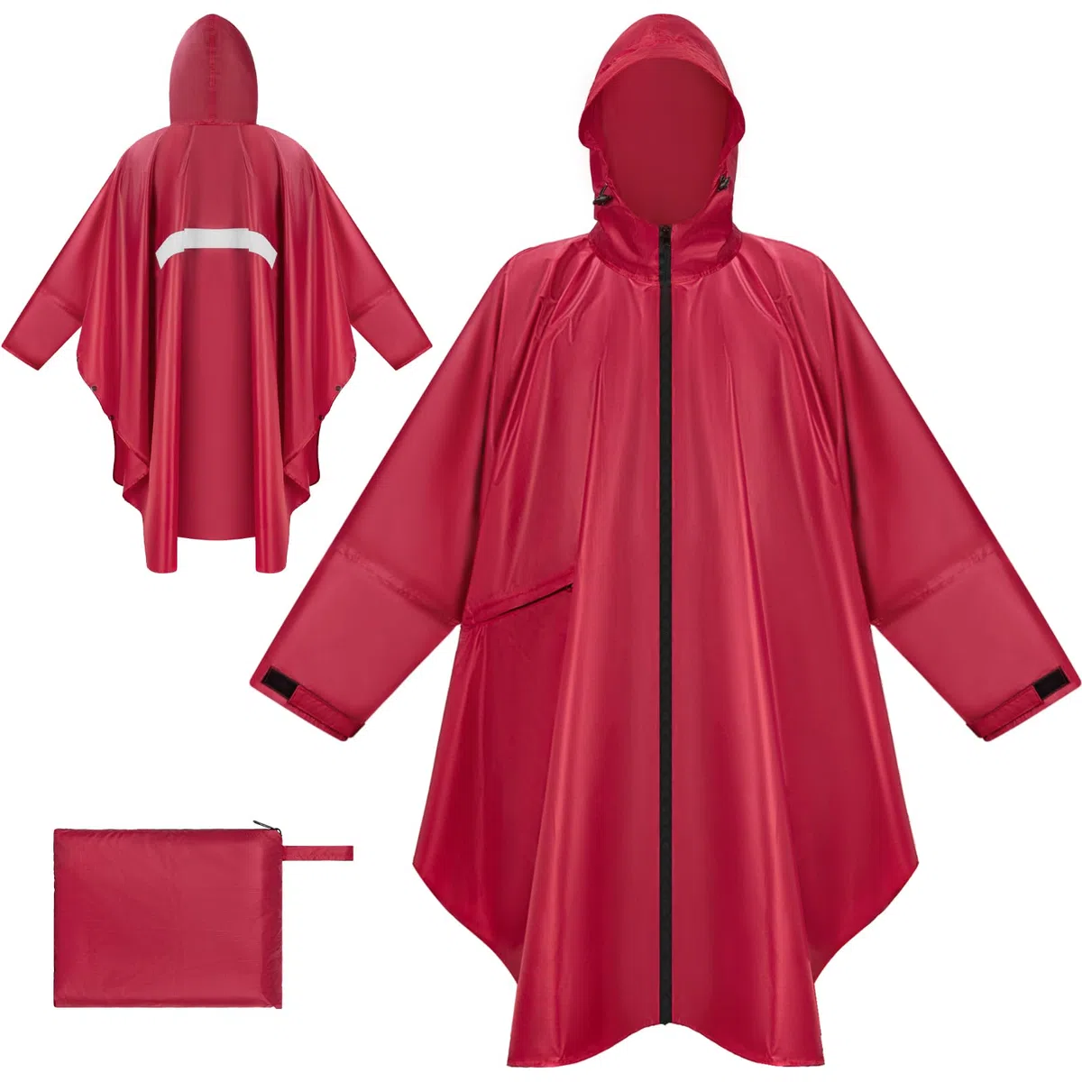 Poncho Antipioggia Impermeabile Donna Giacca Antipioggia Uomo con Cappuccio e Maniche e Tasca Riutilizzabile Mantella da Pioggia Lungo per Trekking Campeggio Pesca