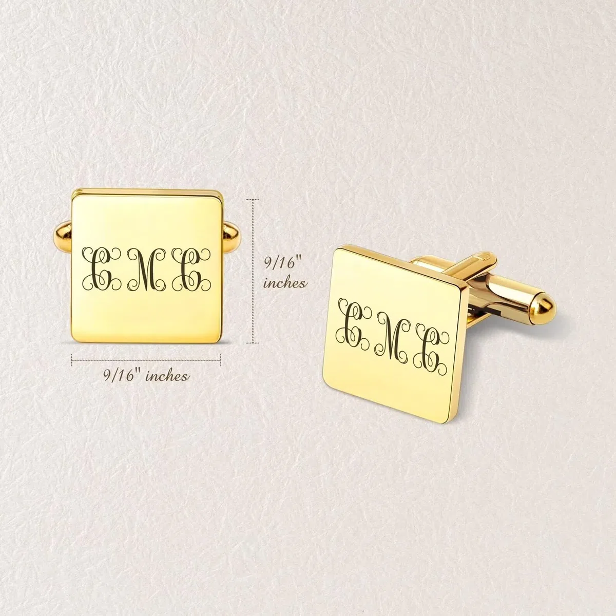 Gemelli in oro - Gemelli con lettera monogramma inciso - Design iniziale dei gemelli personalizzati - Gemelli con nome - Regalo Groomsman