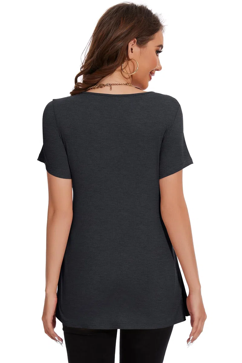 Smallshow Abbigliamento Premaman Tie Front Magliette e Top maternità Donna,Deep Grey,M