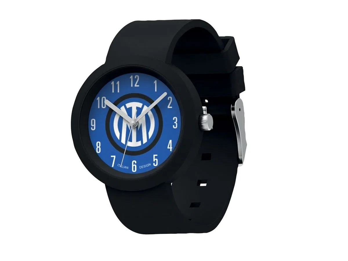 Seven Orologio FC INTER Calcio - Orologio da Polso Analogico al Quarzo - Nero e Blu, in Confezione Regalo - Cinturino in Silicone