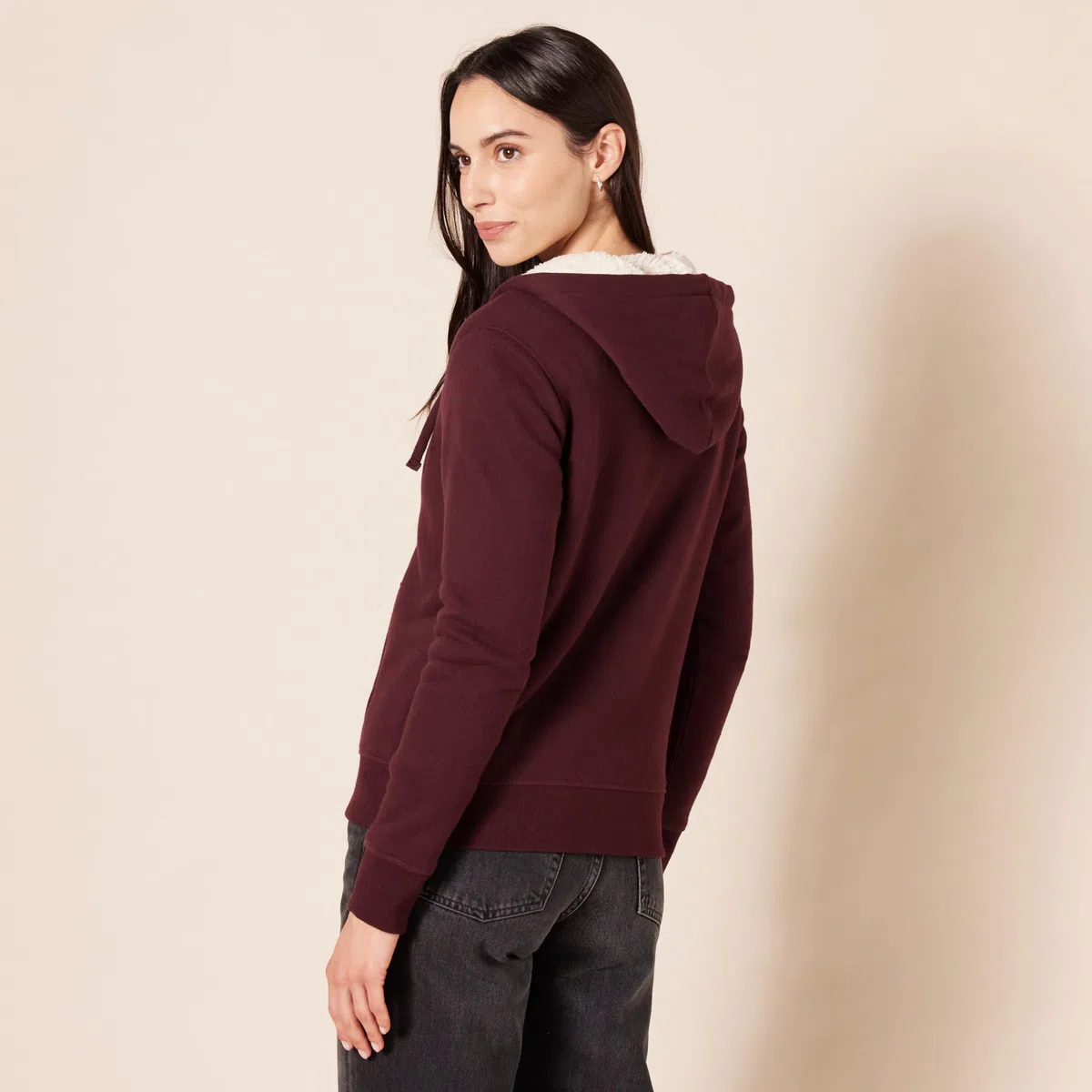 Amazon Essentials Giacca con cappuccio a cerniera intera in pile foderata in sherpa Donna