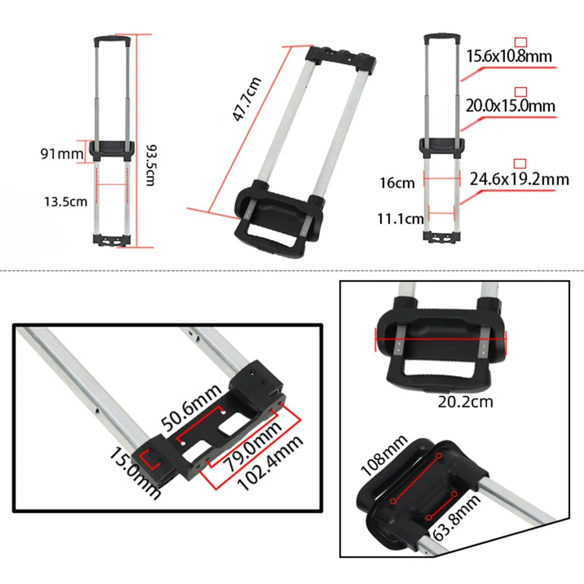 predolo Carrello Portabagagli Da Viaggio in Alluminio Borsa Portabagagli Valigia Manico Telescopico