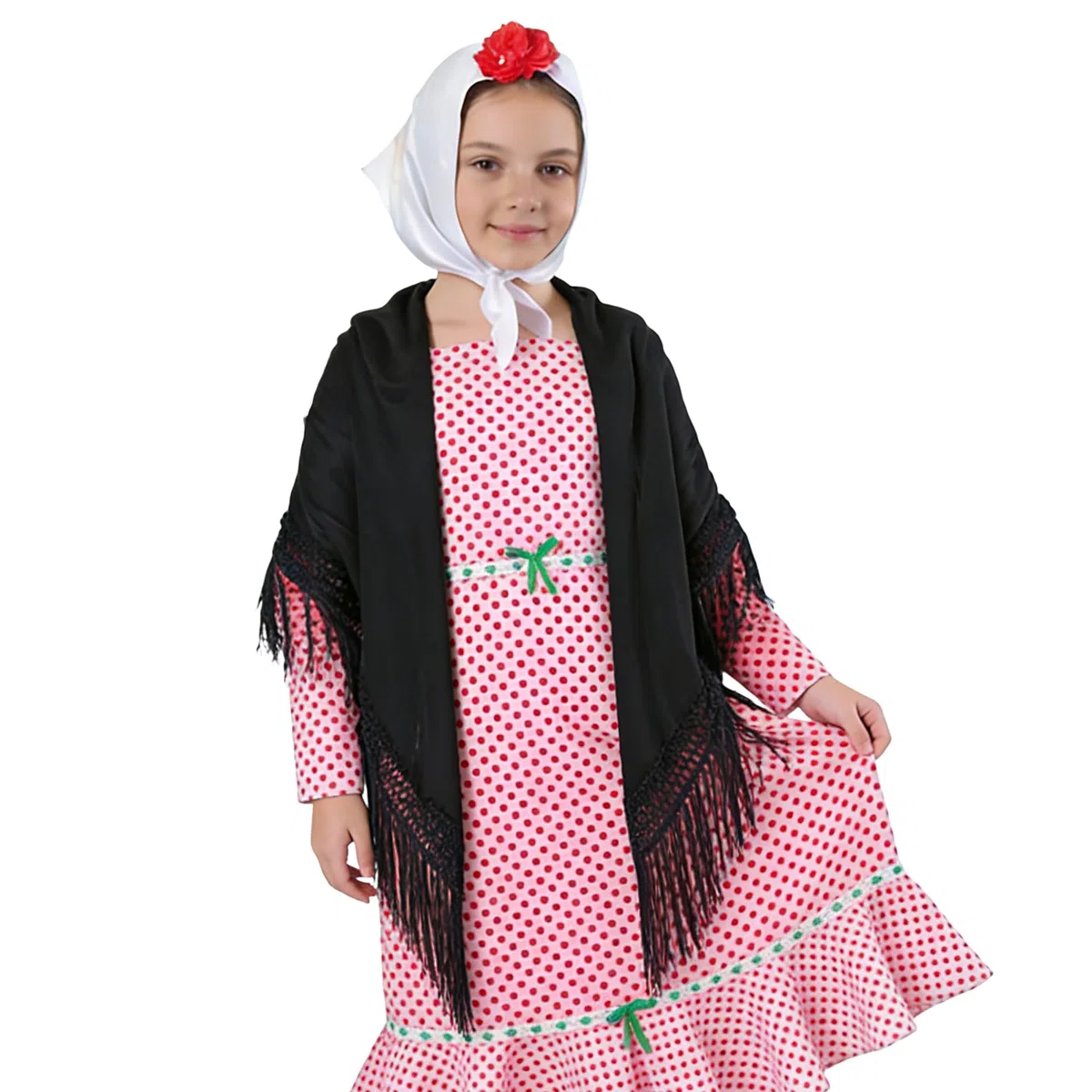 Wildarms Scialle di Siviglia Ricamo con Frange per Fenicottero Fiera Costume Danza Tradizionale Donna