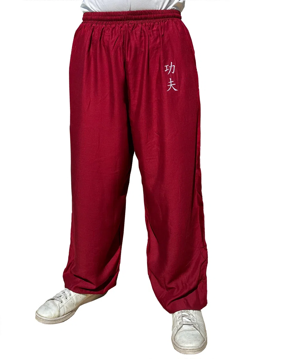 Pantaloni Kung Fu Stile Tai Chi e Wing Chun Pantaloni con Tasche Larghe in Viscosa, V3, XL