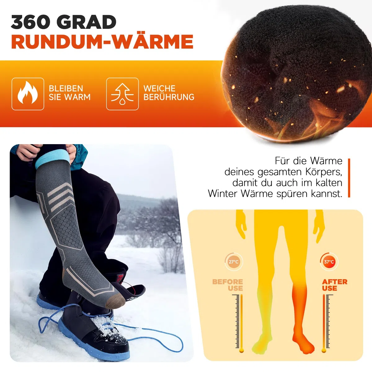 PULIOU Calze da sci in lana merino per uomo, donna e ragazzi, calze per il freddo per snowboard, calze termiche da neve, traspiranti, ad asciugatura rapida
