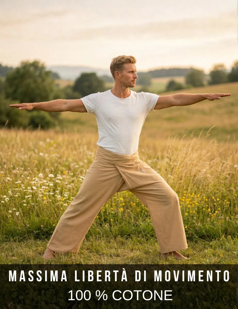 PANASIAM Pantaloni Pescatore Thailandesi in Cotone per Donna e Uomo - Pantaloni Thailandesi Larghi Unisex con vestibilità Regolabile in 2 Lunghezze - Ideali per Yoga e Arti Marziali