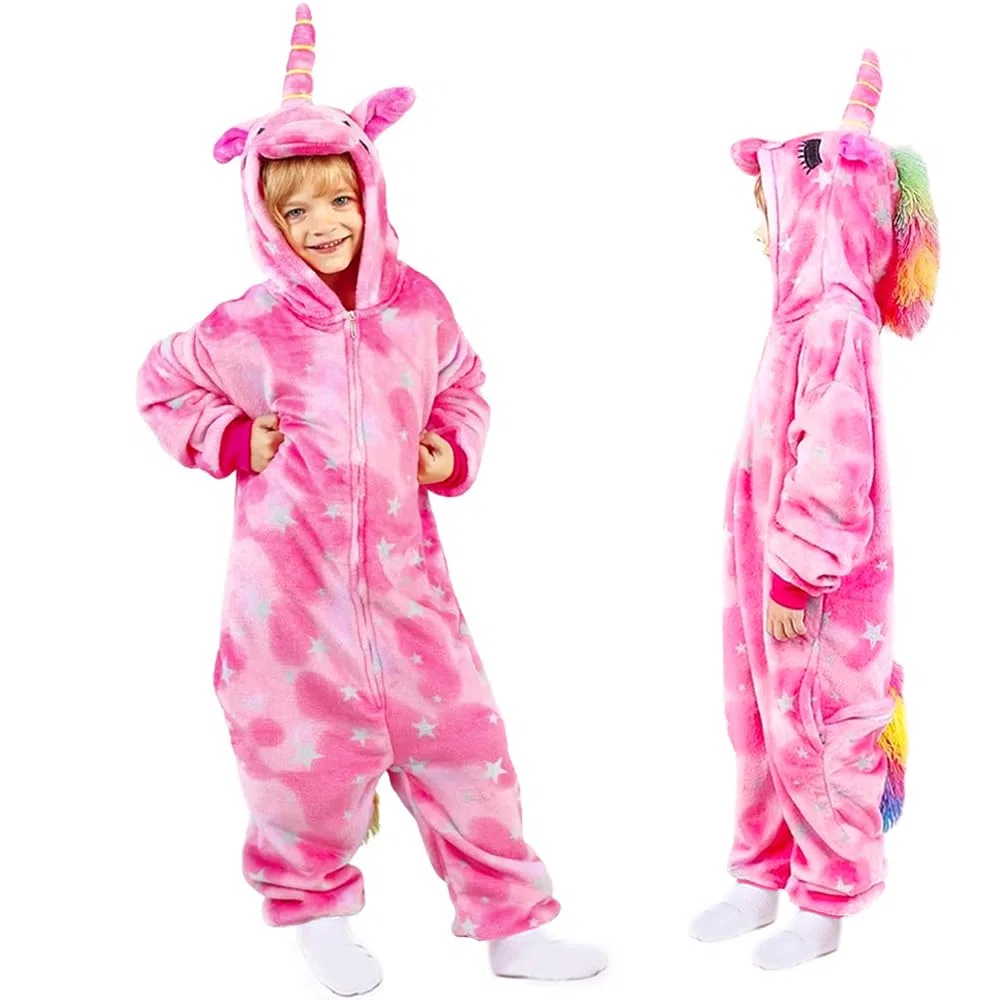 Unicorno Pigiama Intero Pigiameria Bambino Carnevale Onesies Sleepwear Cosplay Costume Anime Attrezzatura Morbida Tutina Pigiami Carnevale Halloween Festa per Bambina & Ragazza