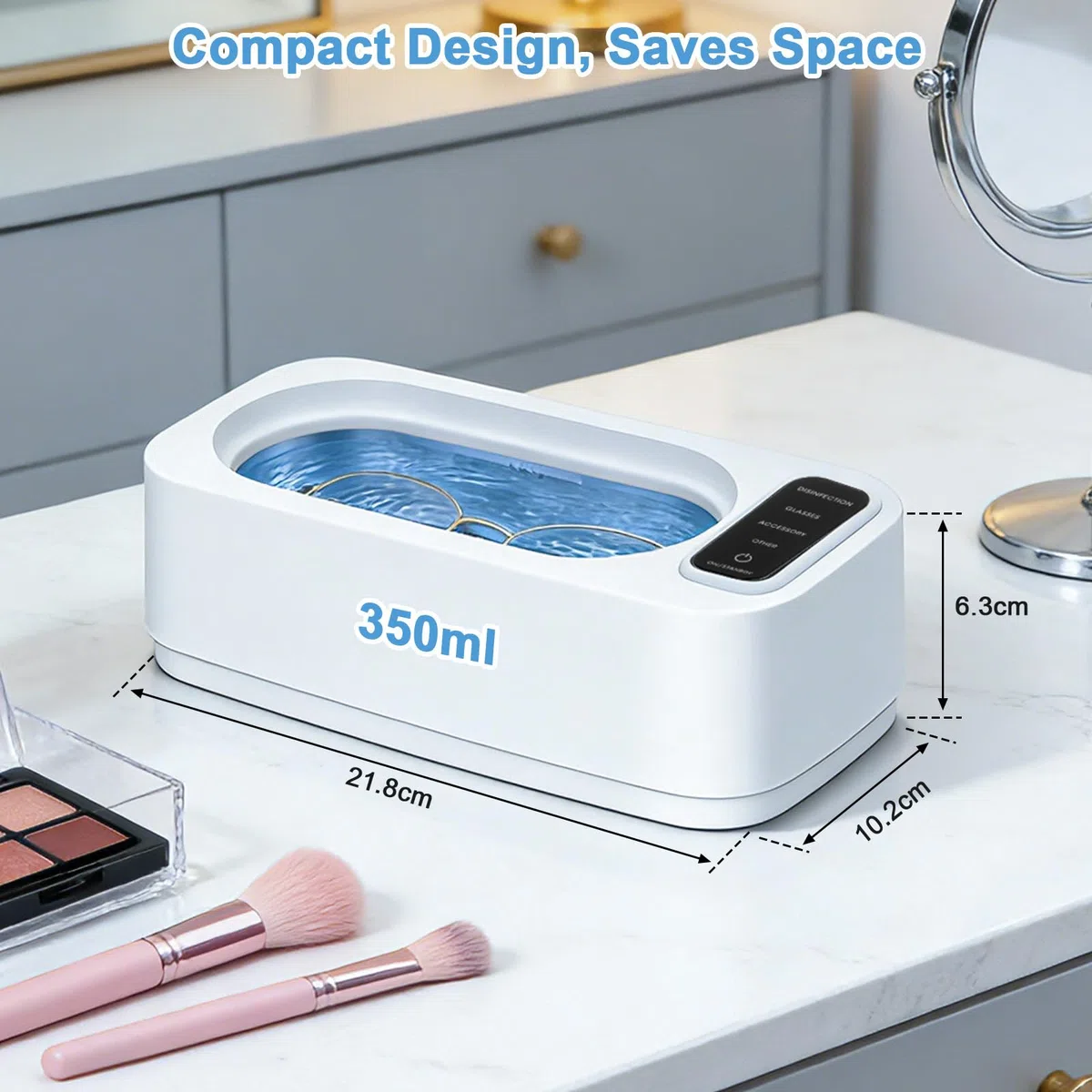 Pulitore Ultrasuoni VINATO da 350ml Ultrasonic Cleaner con 4 Modalità di Pulizia Ultrasuoni per Occhiali, Gioielli e Orologi
