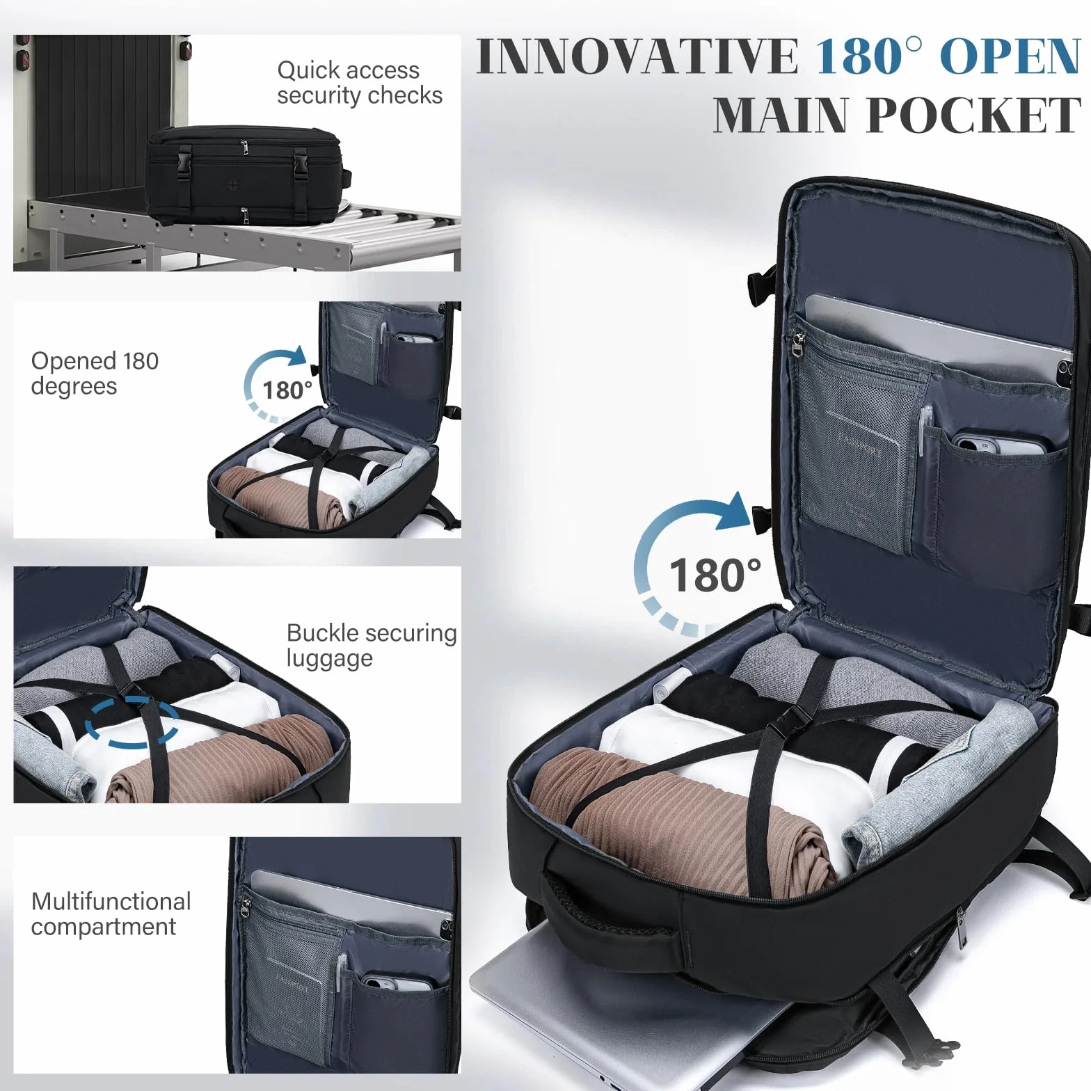 Hayayu Bagaglio A Mano per Easyjet 45x36x20 Borse da Cabina per Easyjet 45x36x20 Valigia 32L Zaino da Viaggio Aereo Bagaglio A Mano Con Tasca Antifurto Cabina Viaggio Zaino per Computer 15,6