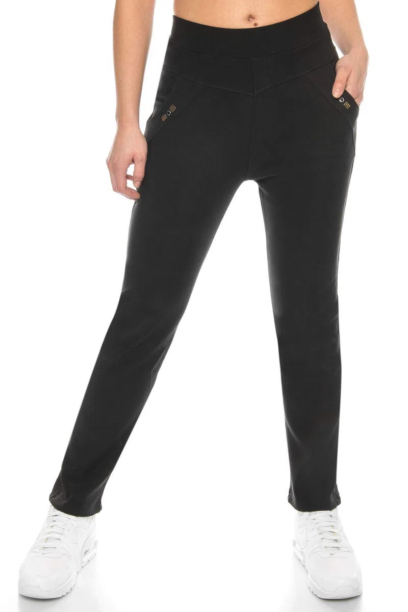 Kendindza - Pantalone termico da donna, foderato con interno in pile, opaco, con tasche