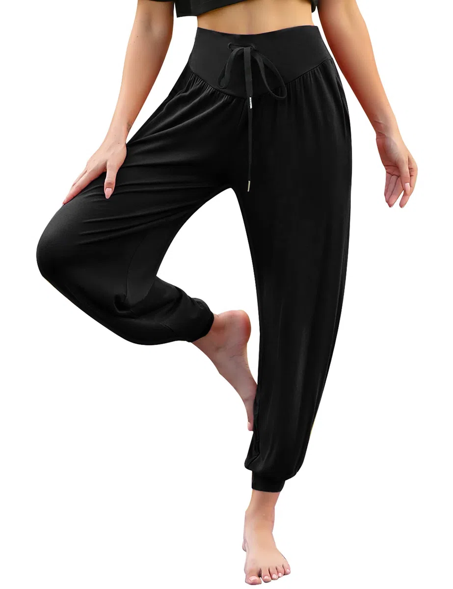 Terecey Pantaloni Harem Donna,Pantaloni da Yoga Donna con Tasche,Pantaloni Donna Eleganti Vita Alta,Pantaloni Donna sprotivi Cotone per Jogging, Danza, Pilates S-3XXL