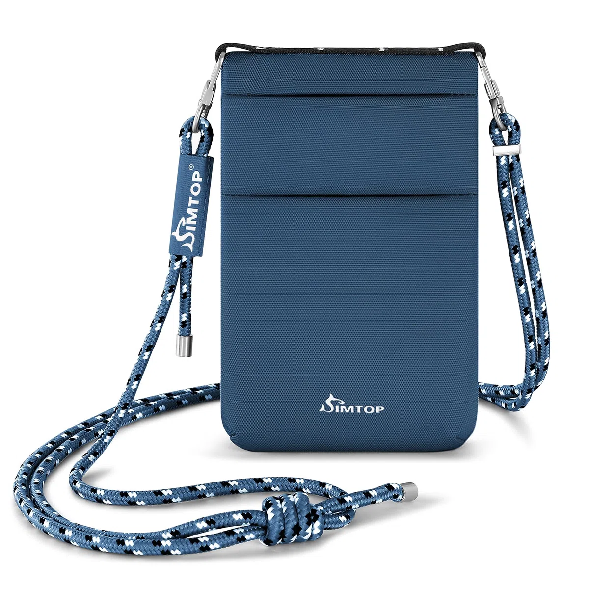 SIMTOP Custodia da Collo Impermeabile Con Protezione RFID per Uomo e Donna, Custodia Per Smartphone,Telefono Cellulare con Tracolla Per Passaporto, Borsa per Monete da Viaggio Leggera Blu