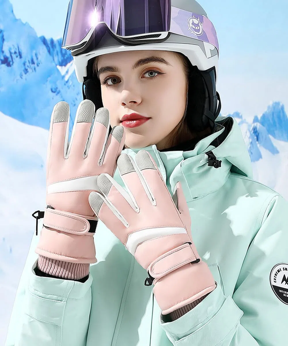 A-QMZL Guanti da Sci Donna Invernali Guanti Termici Impermeabili da Donna Guanti Antiscivolo Antivento Touchscreen Caldi Ispessiti per Sci Corsa Ciclismo Escursionismo Sport Sulla Neve