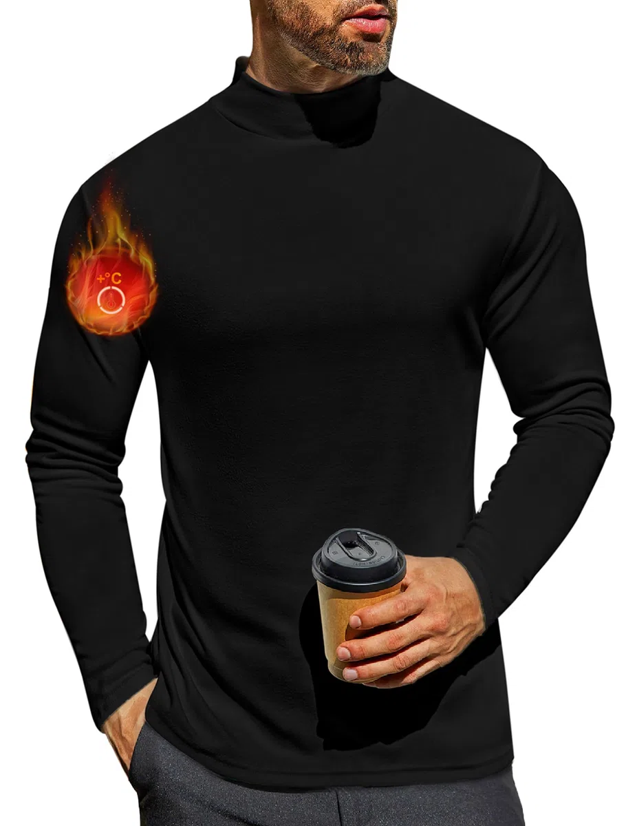 Ekouaer Maglia Termiche da Uomo Invernale Biancheria Intimo Termica a Maniche Lunghe a Collo Alto S-3XL