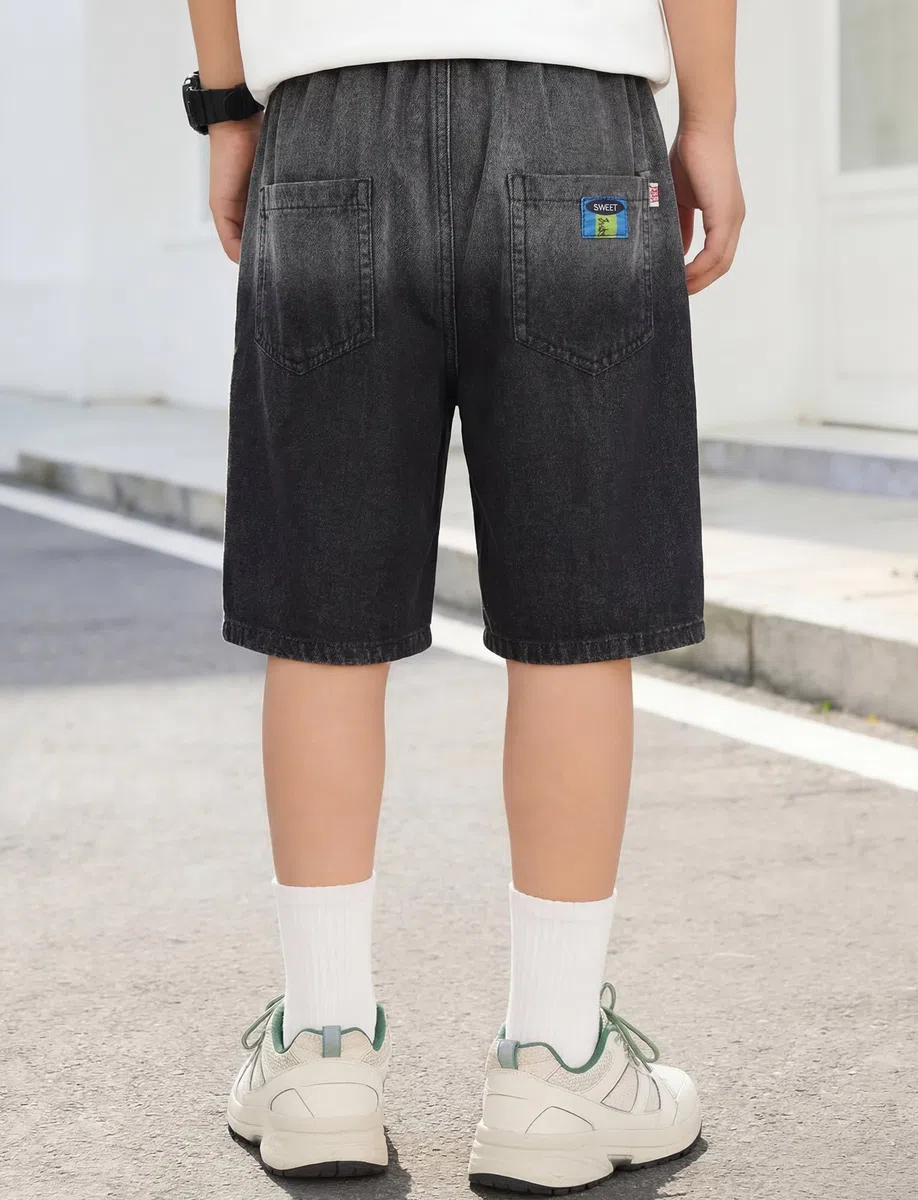 FEOYA Pantaloncini Denim Cargo per Bambini 5-15 Anni Bermuda Sportivi con Tasche Pantaloni Corti Comodi per Ragazzi