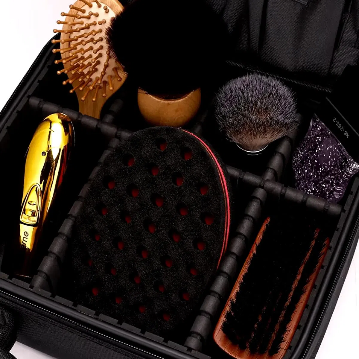 GLAMANIA - Beauty case portatile per trucco, da donna, con specchio, borsa per trucchi, trousse con specchio, borsa per cosmetici con specchio, borsa da viaggio, schwarz, 27 x 25 x 11 cm, Moderno