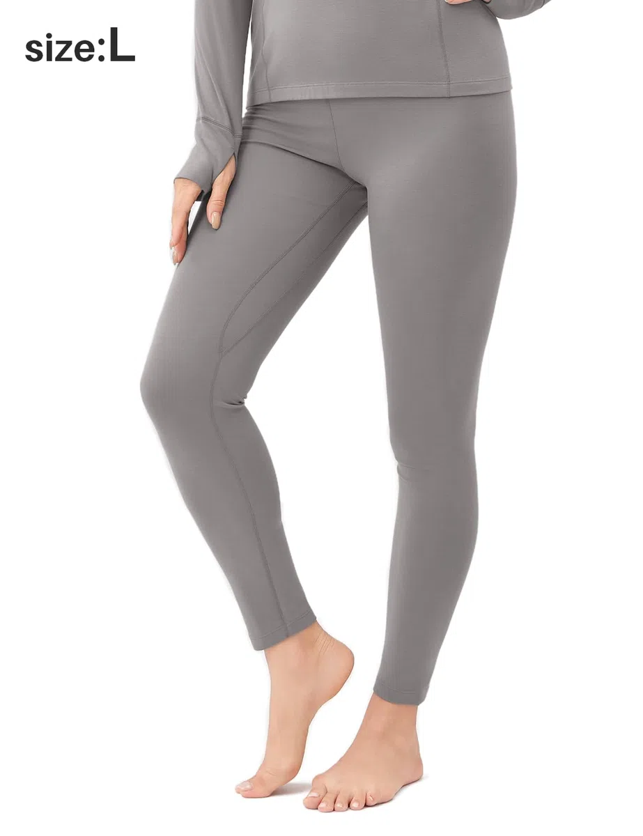 Leggings termici da donna, fodera in pile, biancheria intima a strato base, per la stagione fredda, pantaloni lunghi