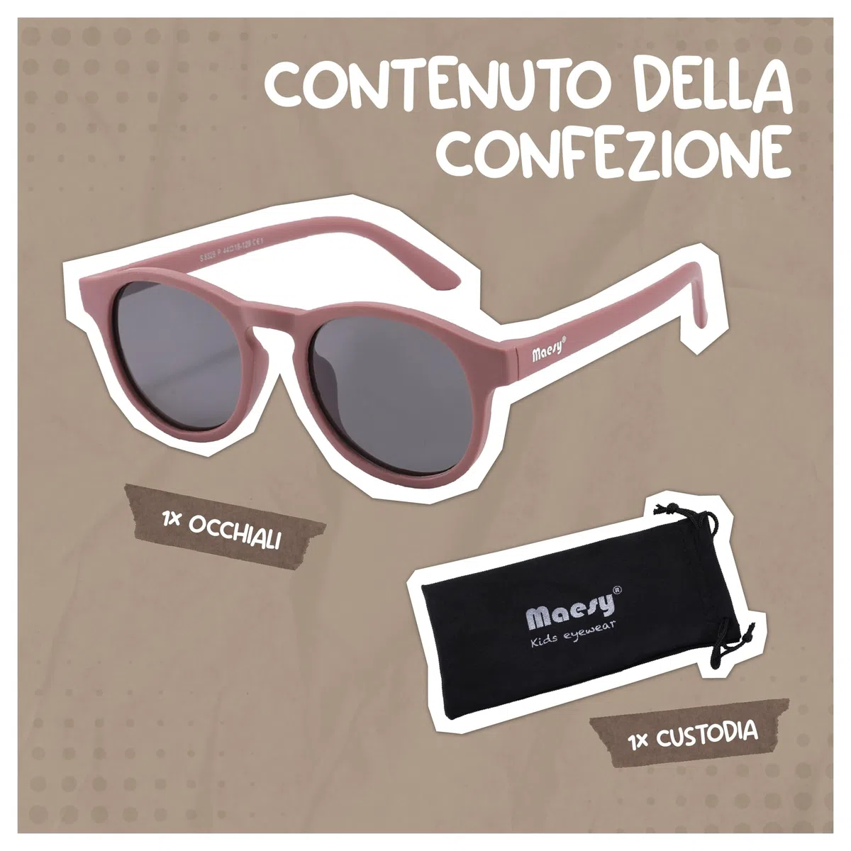 Occhiali da Sole per Bambina, 3-6 Anni, Protezione Polarizzata UV400, Montatura Flessibile e Pieghevole, Occhiali da Sole Sicuri e Comodi per Bambino, Faela