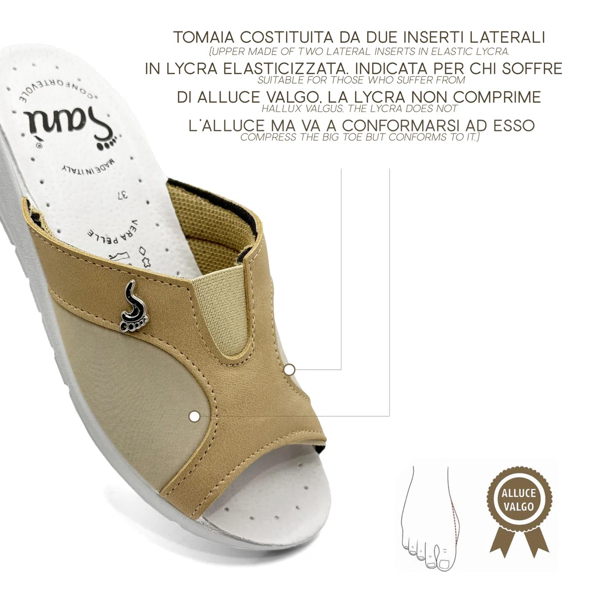 Sani' Ciabatta Donna Aperta Automodellante X Alluce Valgo Comfort Comode Traspiranti Pantofola Sanitaria Ospedale Casa Correttore