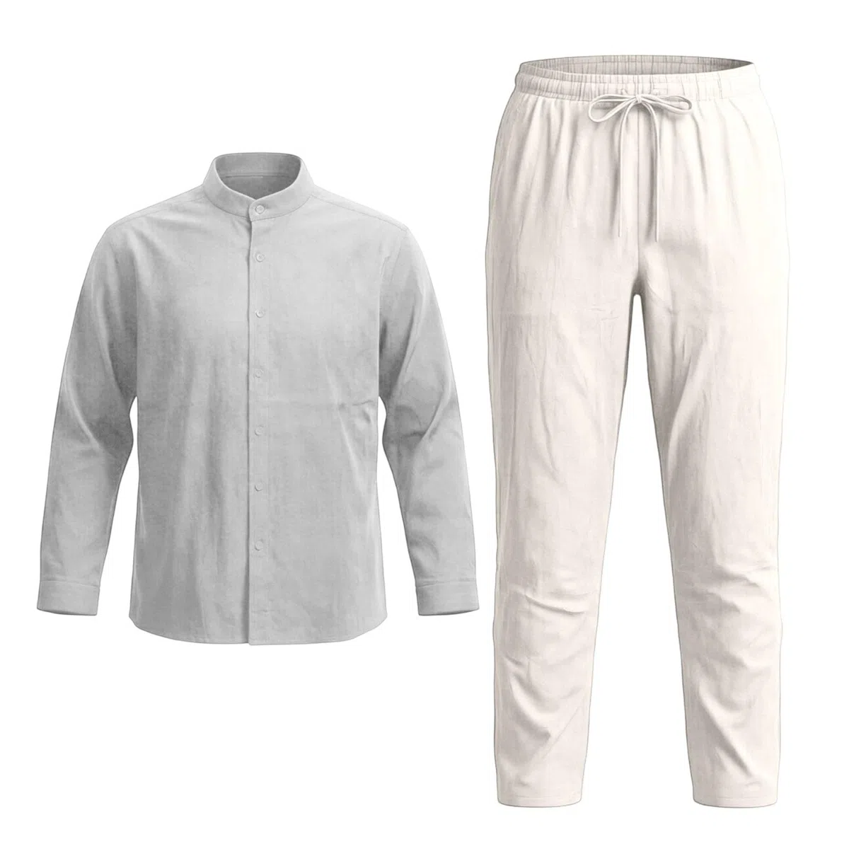 Completo Uomo Elegante Estivo Tute Leggere Estive Uomo Lino Camicia Pantaloni Traspirante Comodo Casual Insieme Leggero vestibilità Comoda Elegante Due Pezzi Abbigliamento Spiaggia T-Shirt