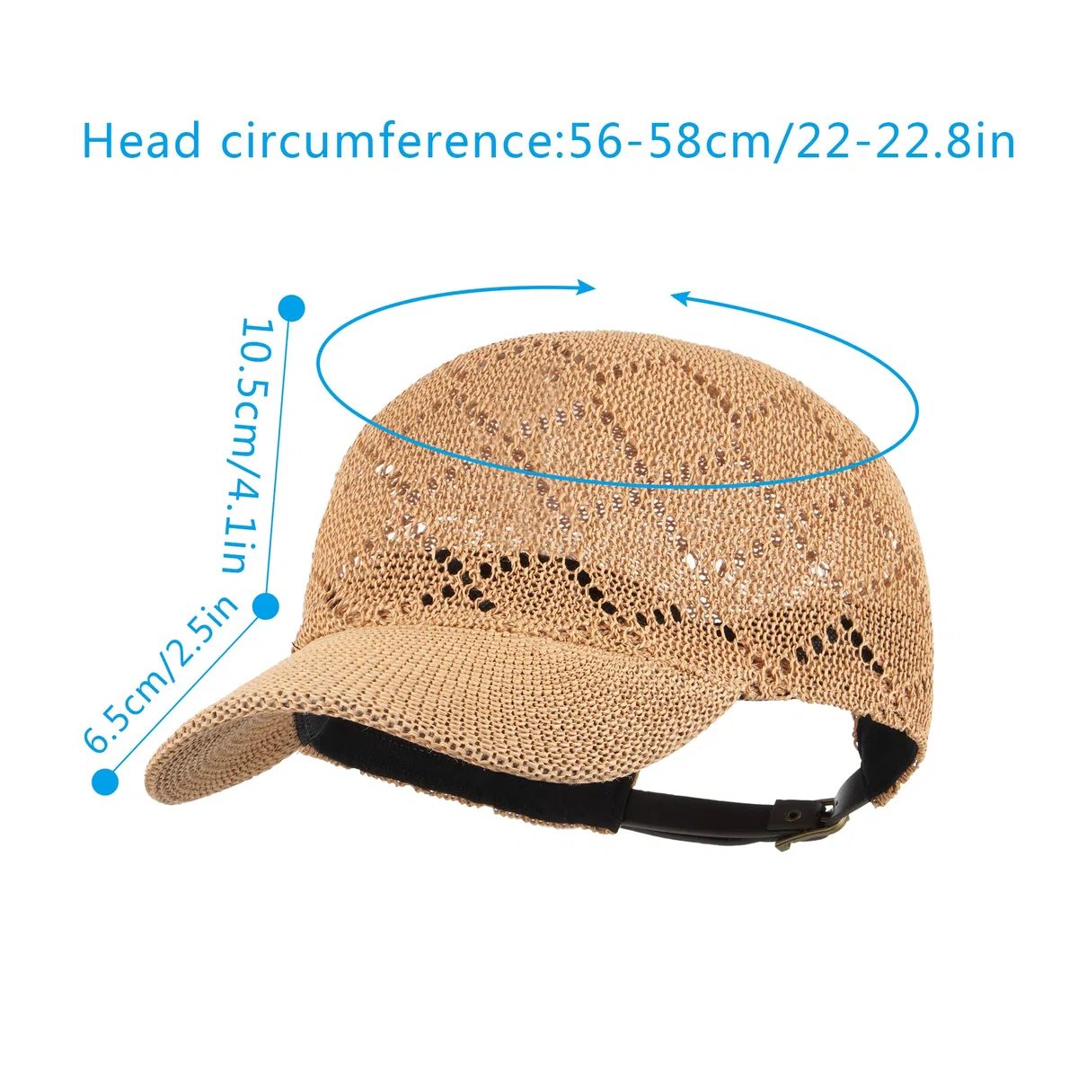 Cappello da baseball unisex in paglia, con visiera parasole per esterni, da viaggio, regolabile, cappello da camionista