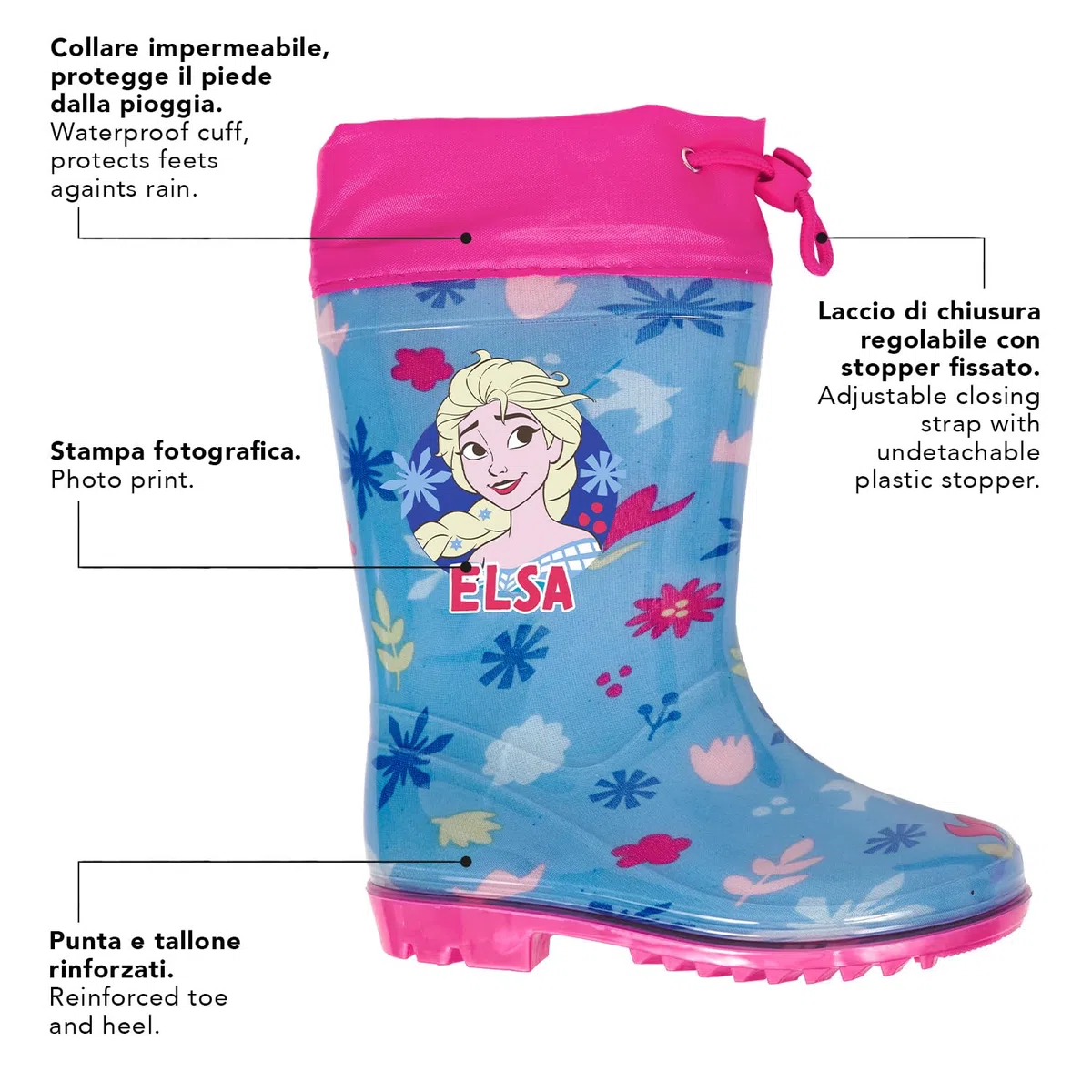 Stivaletti Pioggia Bambina Anna Elsa Frozen - Stivali Disney Gomma Galosce per Bimba Impermeabili Antiscivolo