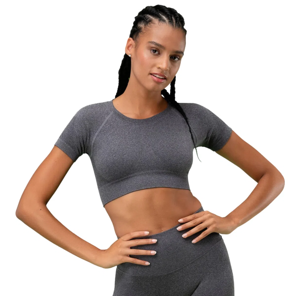 FOCENZA Top Sportivo Donna a Maniche Corte, Crop Top Effetto Push Up in Microfibra Morbida e Traspirante, Made in Italy