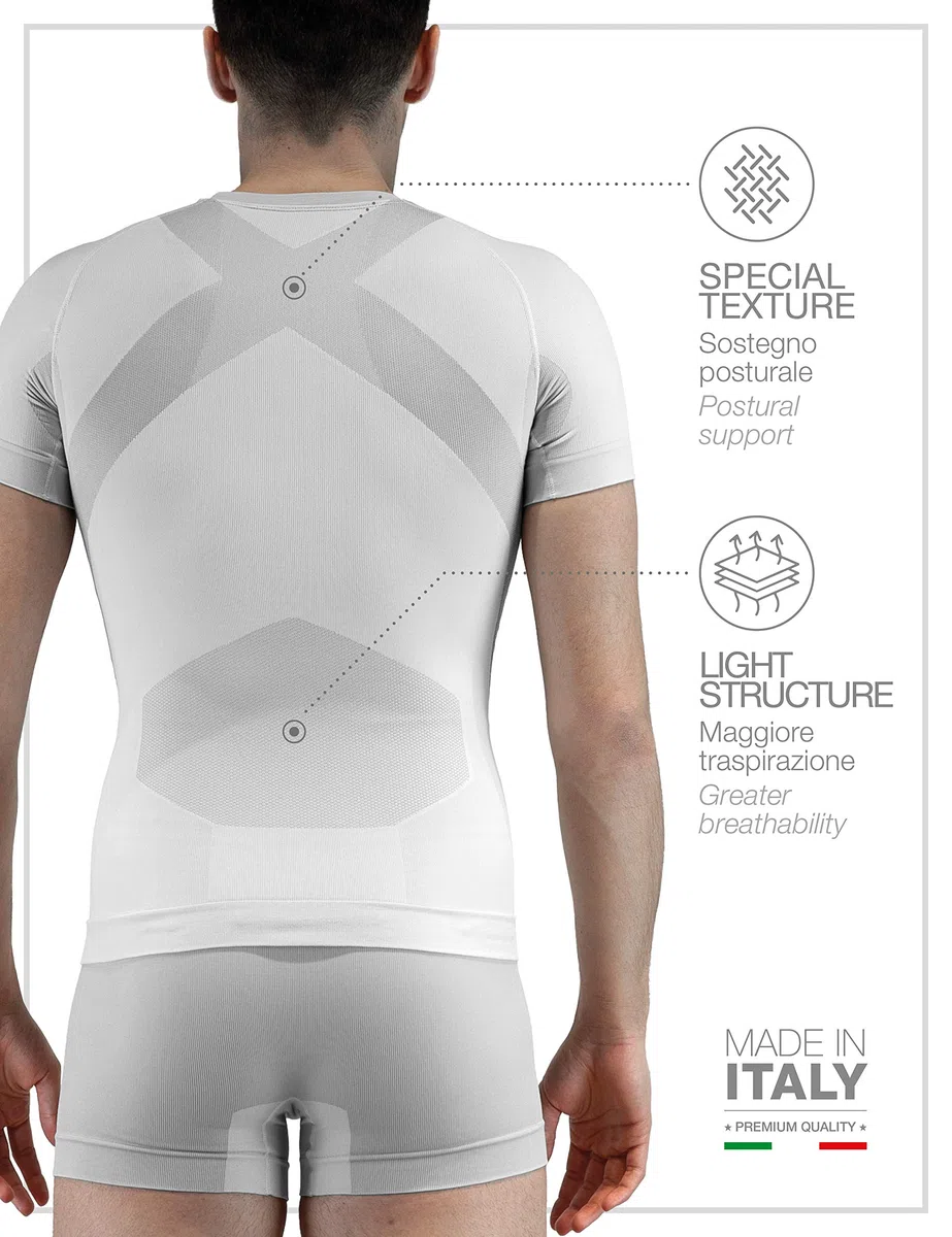 FarmaMed Ecodrytech Maglia Uomo, T-Shirt Uomo, T-Shirt Maniche Corte, Intimo Traspirante, Seamless, Antiodore, Antibatterico, 100% Made in Italy
