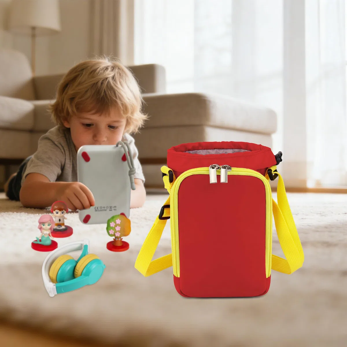 Borsa per FABA+ Raccontastorie, con Scomparto per Personaggi Sonori e Cuffie, Tracolla Regolabile (Rosso)