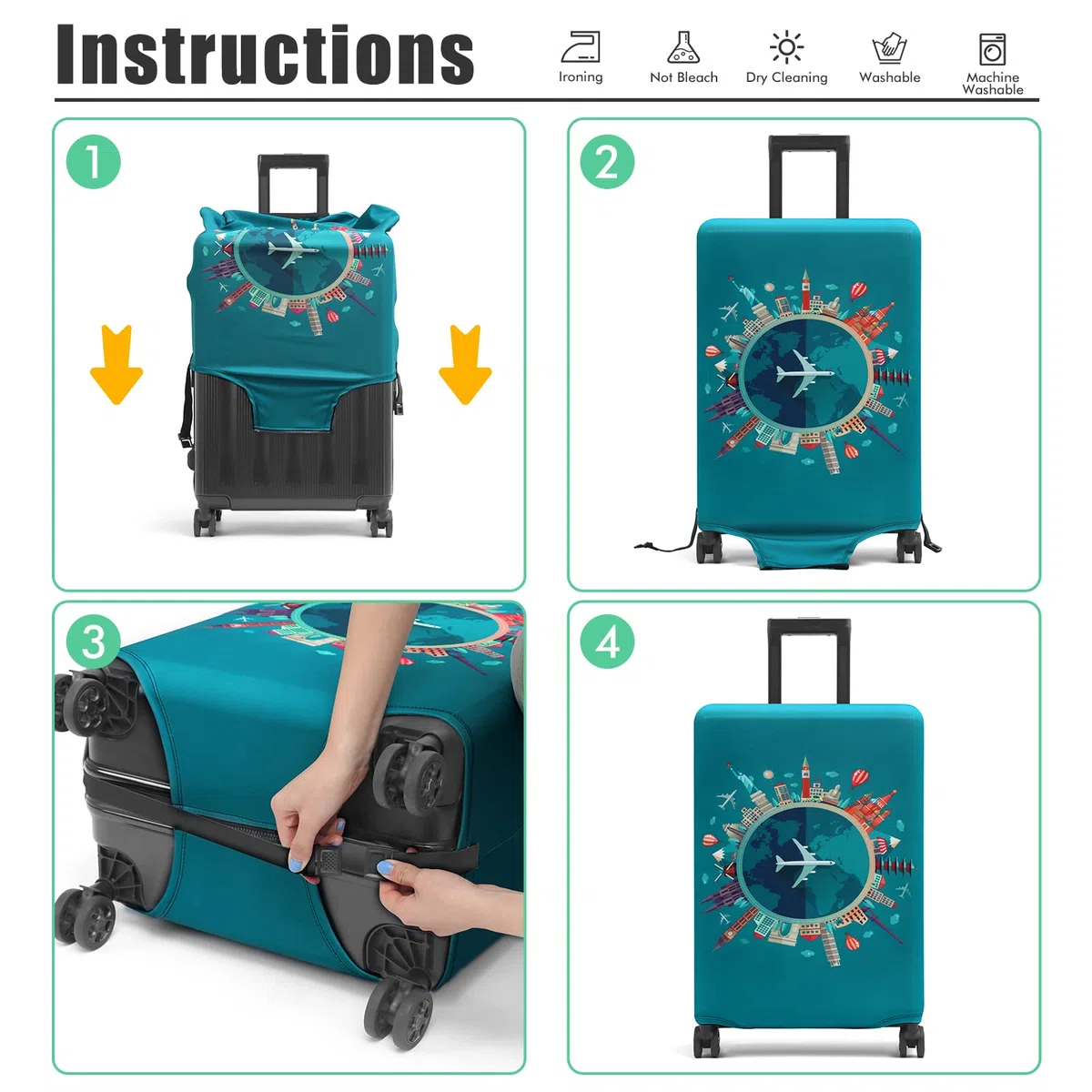 Custodia Valigia 18-32 Pollici Fibra di Carbonio di Bambù Luggage Cover in Poliestere Trasparente Viaggio Luggage Trolley Case Cover Protector