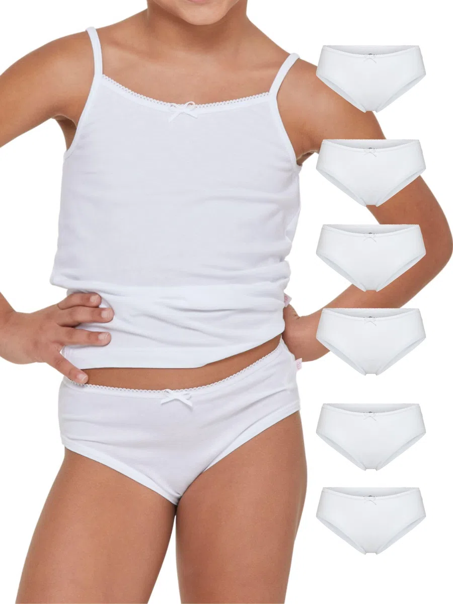 POMPEA 6 Pezzi Mutande Bambina in Cotone, Slip in Morbido Tessuto Jersey Elasticizzato con Cuciture Piatte