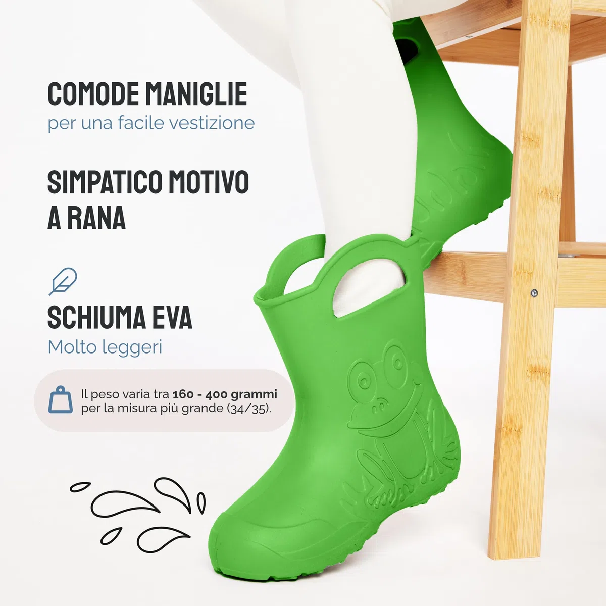 Ladeheid Stivaletti Pioggia Bambino in EVA, Leggeri Stivali Pioggia Bambina con Motivo a Rana, Facili da Pulire Stivaletti Bambina, Scarpe Bambino per Scuola LA-CA-01