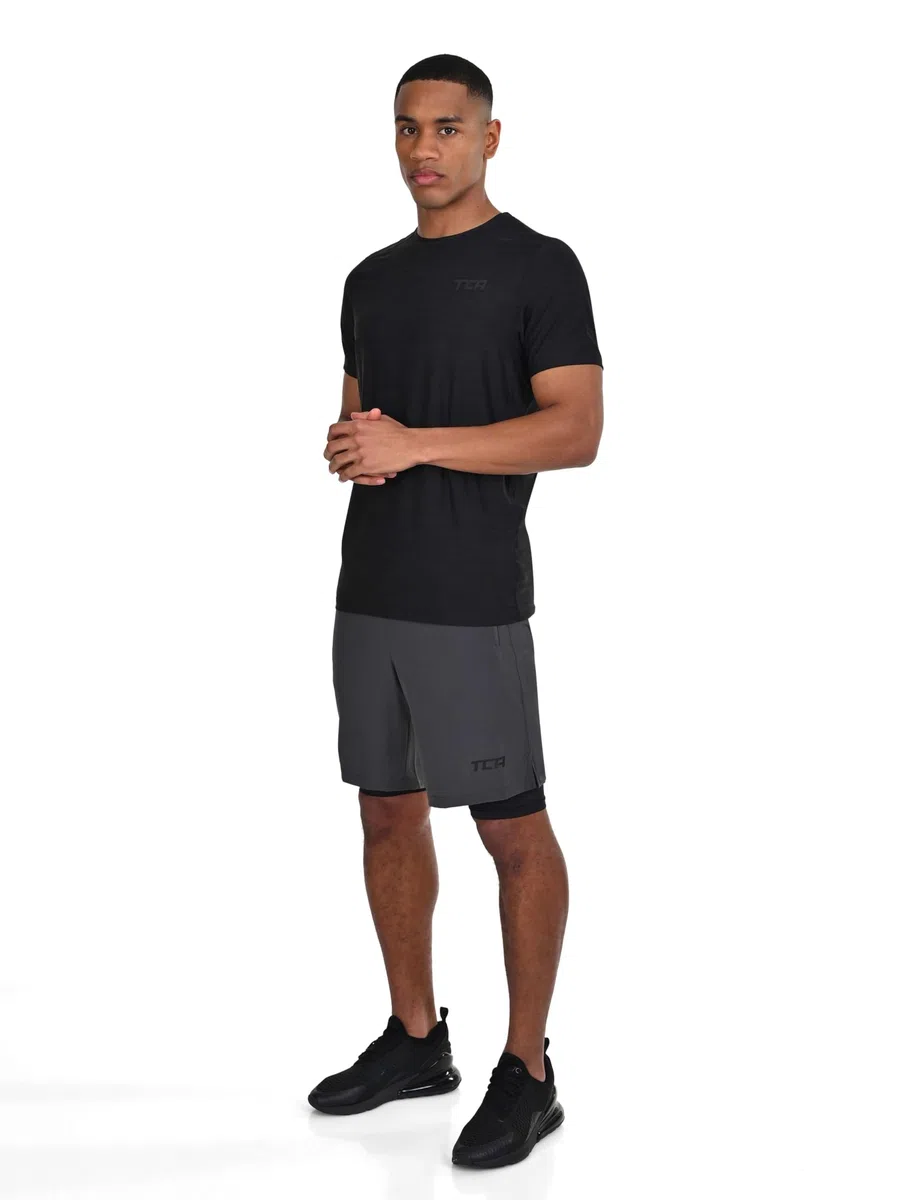 TCA Ultra Pantaloncini Uomo Sportivi 2 in 1 da Corsa con Tasche a Chiusura Zip