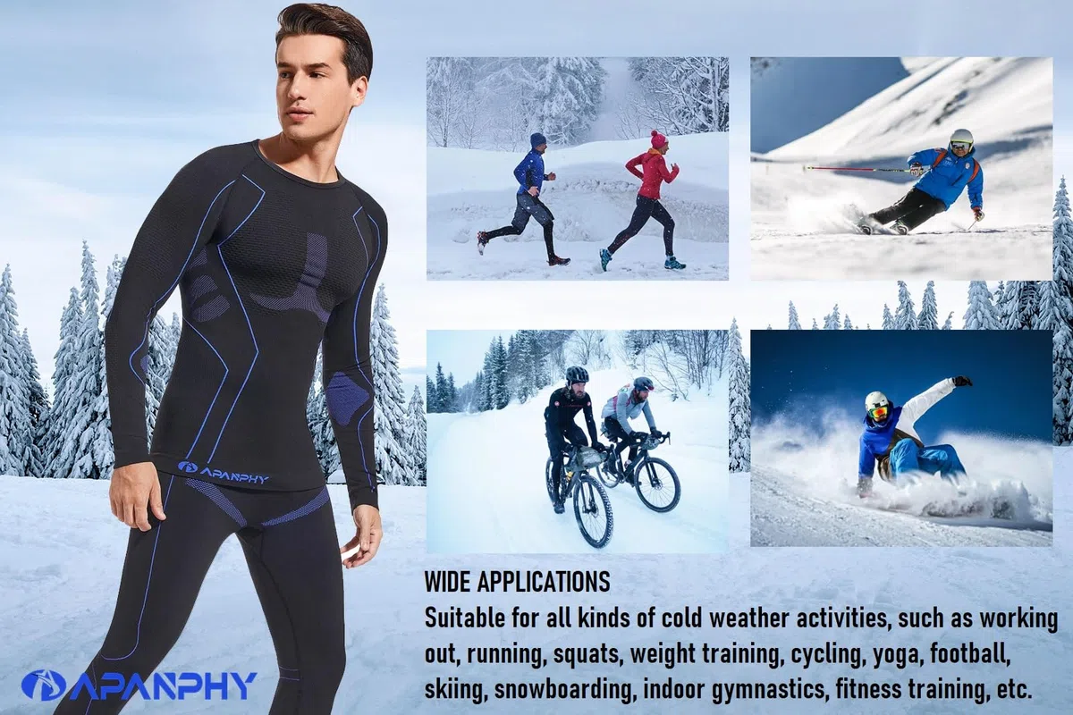 Intimo Termico Uomo Traspirante Asciugatura Rapida Set Termica Uomo per L'attività all'Aria Aperta Ideale per Sci Pesca Alpinismo Ciclismo Allenamento Corsa Autunno Inverno