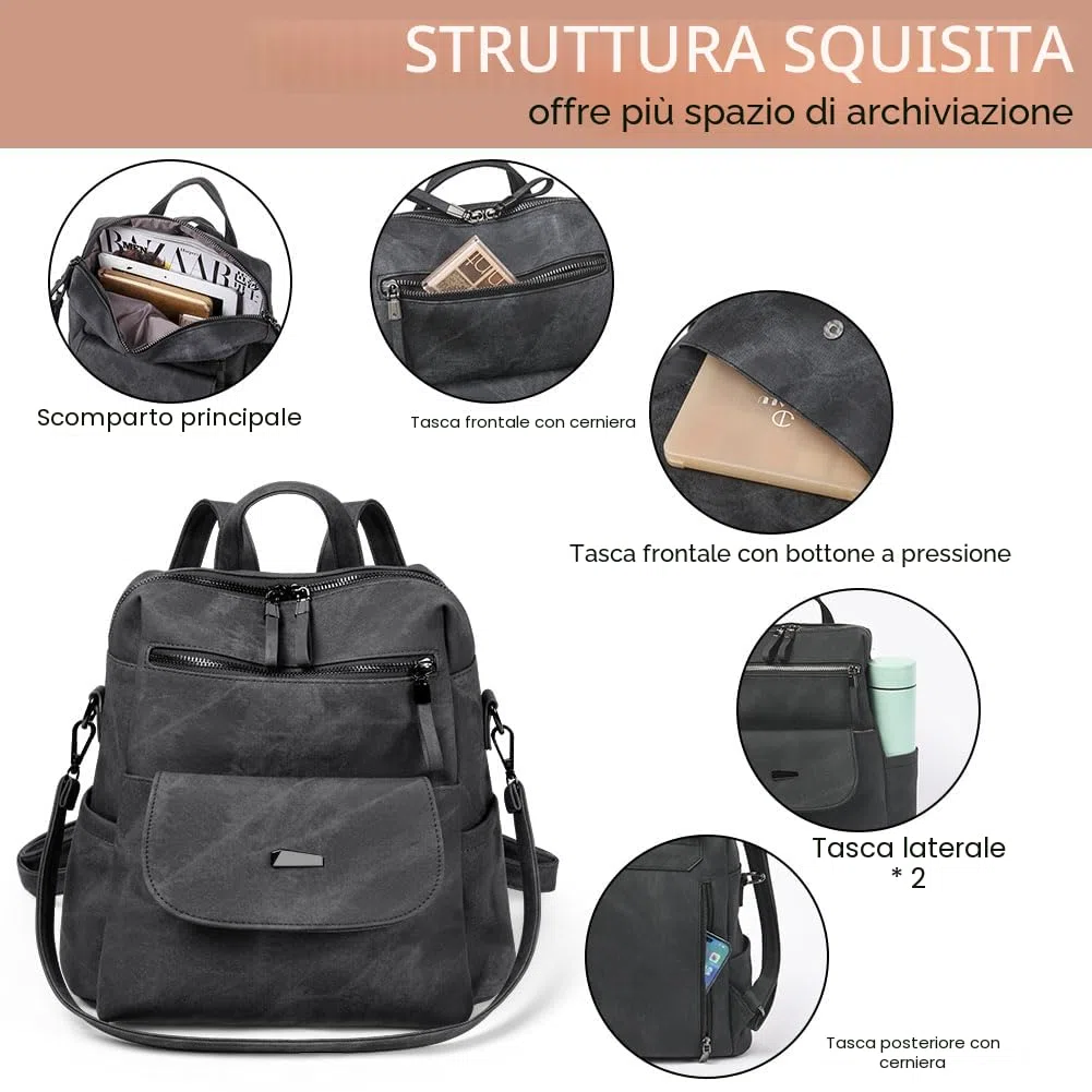 Aucuu Zaino Donna, Borsa Zaino Donna Elegante, Zainetto Multifunzionale, Zainetto Casual in Pelle PU, Zaini Antifurto, Borsa a Zaini Casual per Shopping Scuola Viaggio Lavoro