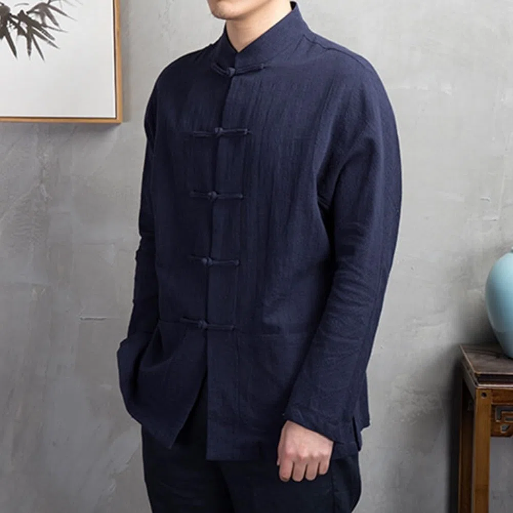 Giacca uniforme cinese da uomo, giacca tradizionale per kung fu tai chi, camicia a maniche lunghe, vari colori
